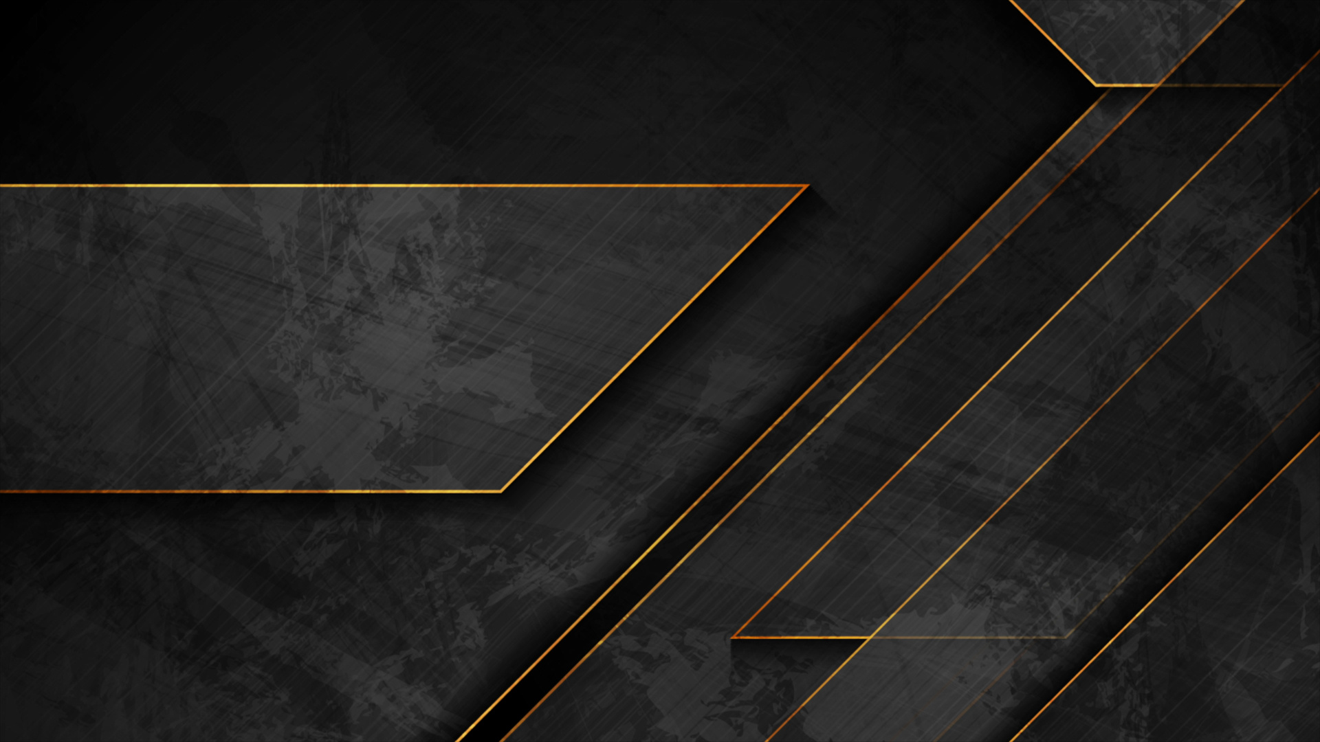 Black grunge geometric background with golden lines